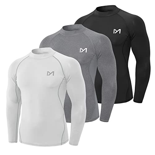 MEETYOO Long Sleeve Compression Shirts for Men, Athletic Base Layer Top, Quick Dry Thermal Underwear Tights T-Shirt Winter Gear for Workout Fishing Sports Running