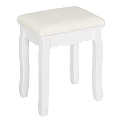 WOLTU Tabouret Coiffeuse Blanc, Chaise de Maquillage Rembourré, Pouf Banc Piano Style Baroque, Chambre à Coucher, Pieds en Bois Massif, Revêtement en Velours, 38×28.5x45cm, MB6095ws - Les Beatles, Paul McCartney, John Lennon, RIngo Starr, George Harrison