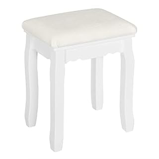 WOLTU Tabouret Coiffeuse Blanc, Chaise de Maquillage Rembourré, Pouf Banc Piano Style Baroque, Chambre à Coucher, Pieds en Bois Massif, Revêtement en Velours, 38×28.5x45cm, MB6095ws - Les Beatles, Paul McCartney, John Lennon, RIngo Starr, George Harrison