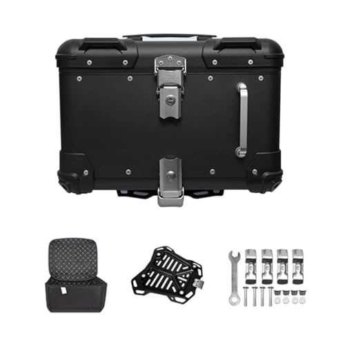 Top Case Coffre Moto 45L Universel Noir Étanche avec Support de Fixation