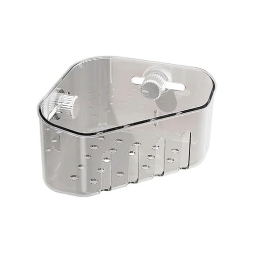 Suction Cup Sink Corner Rack, 2025 New Triangular Plastic Sinks Basket Shelf with Suction Cup Sucker, Large Capacity Triangular Sinks Basket Shelf with Drain Hole for Kitchen Bathroom (White)