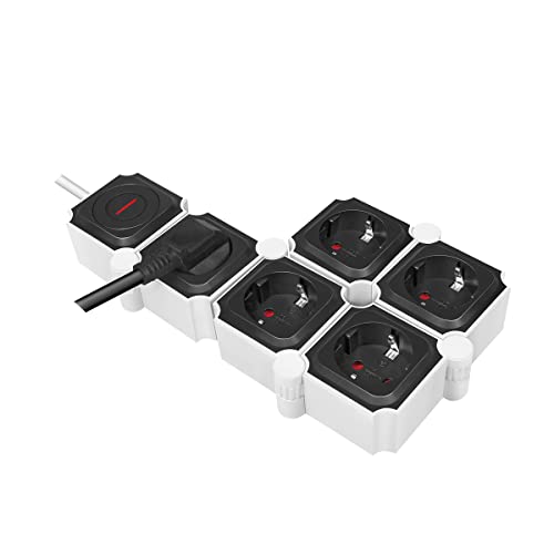 Logilink Outlet Strip. 5 Safety Sockets. Snake-Shaped. White/Black - 5