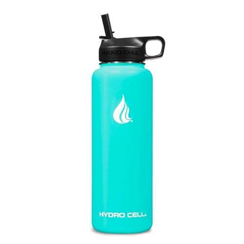 Image of HYDRO CELL Stainless Steel Insulated Water Bottle with Straw - For Cold & Hot Drinks - Metal Vacuum Flask with Screw Cap and Modern Leakproof Sport Thermos for Adults (Teal 40oz)