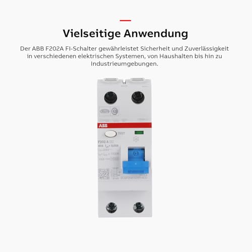 ABB F202A-40/0.03 2-Poliger Typ A FI Leistungsschalter, 40A