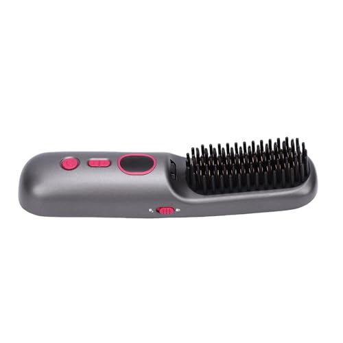 Peine alisador de cabello inalámbrico iónico ZJchao con infrarrojo lejano, 5D, 4 niveles de temperatura, recargable de 9000 mAh para viaje y uso en casa (Gris) miniatura 2