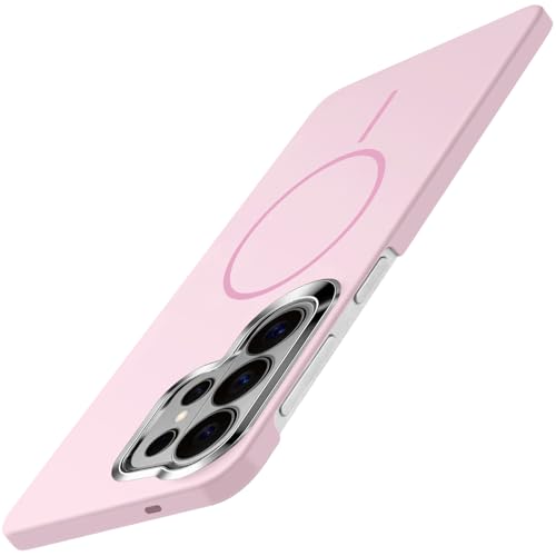 Coque Samsung S26 Ultra fine anti-chute rose mate pour éliminer les rayures et chutes MagSafe