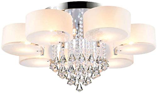 Cristal plafonnier LED plafonnier lustre E27 RGB + blanc chaud Lampes suspendu 7 Vivre flamme (flamme 49W, 7) pour le salon, chambre à coucher,49W, le brûleur 7