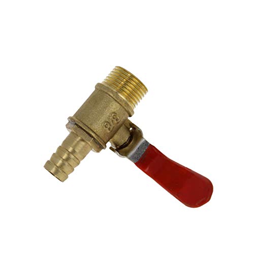MroMax Brass Air Ball Valve 10mm Hose Barb 3/8PT Male Threaded Pipe Tubing Fitting Coupler 180 Degree Operation Handle 1PCS
