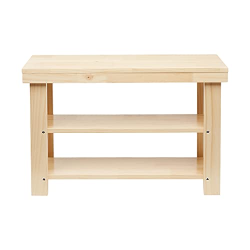 Amazon Basics Solid Pine Shoe Rack Bench - Natural