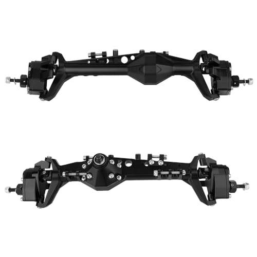 Pothyes Full CNC Machined F9 Portal Front Rear Axle with Adjustable Link Mount for 1/10 RC Crawler Capra Gmade R1 Rock Buggy LCG Cheater Rigs 1.9 UTB Shafty (black)
