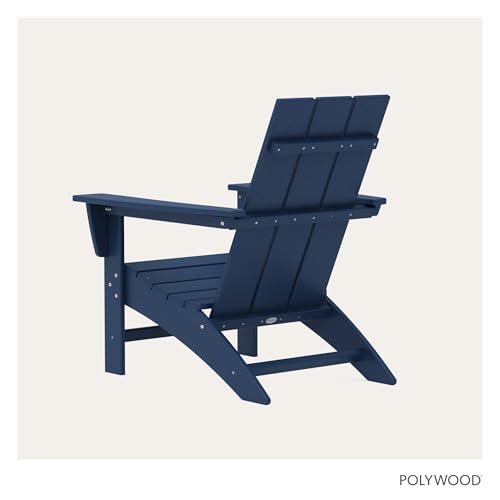 Image of POLYWOOD Modern Adirondack Chair - All-Weather Outdoor Lawn Adirondack Chairs - HDPE, Fade-Resistant & Durable Outdoor Furniture - For Patio, Deck & Fire Pit Chairs - Navy
