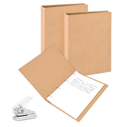 Raccoglitore Ad Anelli A4 In Carta Kraft, 2 Pezzi - Ricaricabile, 4 Anelli, Con Perforatrice, Per Scuola/Ufficio