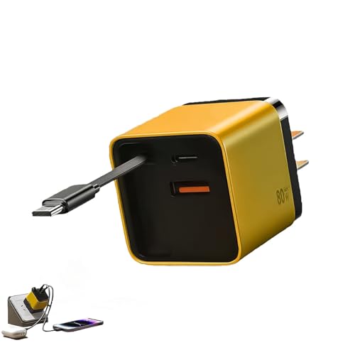 3 in 1 Charger Retractable 80W Max Fast, Built-in 80cm Retractable Cable,Multi-Level Adjustment,Type-C, Easy to Store for Travel