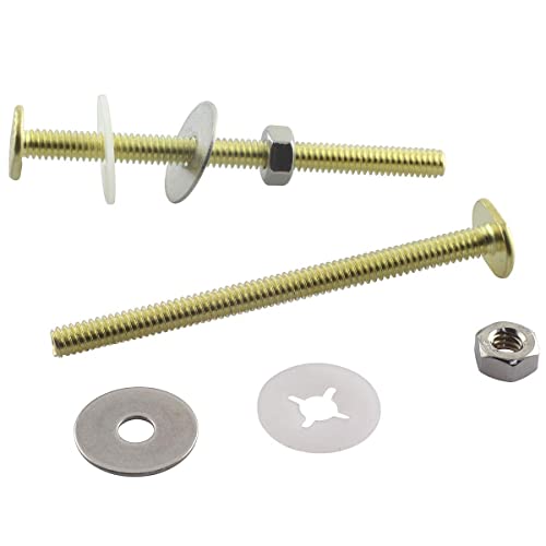 Taodan Toilet Bolts Nuts Washers Set Bowl To Floor Bolts Replacement Parts 1/4" X 3-1/2" #TOP26
