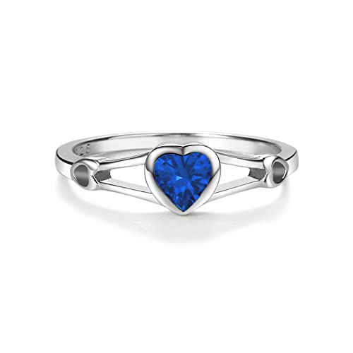 Precious Pieces Sterling Silver Simulated CZ Birthstone Heart Ring for Baby, Girl or Pinky - Main Image