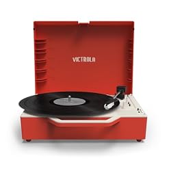 Victrola Re-Spin – Sustainable Suitcase Vinyl Record Player, 3-Speed (33 1/3, 45 & 78 RPM), Belt-Driven Bluetooth Turn Table with Built-in Bass Radiator, 3.5mm Headphone Jack (Red) - Les Beatles, Paul McCartney, John Lennon, RIngo Starr, George Harrison