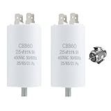 2 Piezas Condensador CBB60 25µF, Condensador de Arranque 450V para Motores...