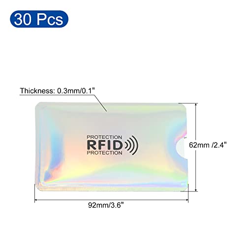 PATIKIL RFID Blocking Credit Card Sleeves, 30 Pack Contactless Protector Holder for NFC Purse, Laser Silver2