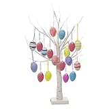 Árbol De Pascua - Centro De Mesa Con Ramas De Huevos Flexibles LED | Árbol De Pascua De Mesa De 23,6 Pulgadas Con Batería Y Alimentación Por USB Para Guardería, Mesita De Noche, Chimenea, Vacaciones Y