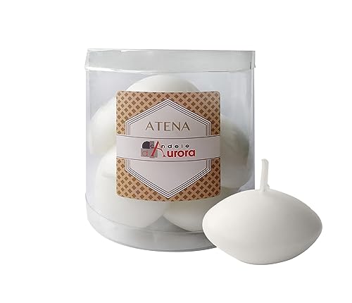 Candele D'Aurora Atena Lot de 10 Bougies sans Parfum flottantes, Cire végétale, Blanche, 4,5 x 4,5 x 2,5 cm