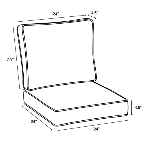 Arden Selections Oasis Outdoor Deep Seating Cushion Set 24 X 24, Onyx Black #TOP1