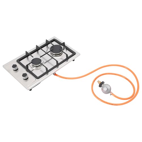 Gaskochfeld 2 flammig Kochfeld Edelstahl, NG/LPG Konvertierbar,...