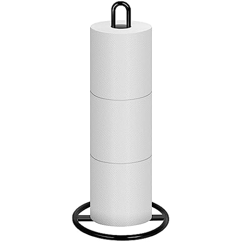 Toilet Paper Holder Stand, OBODING, Black Freestanding Toilet Paper Holder for Storing 3 Rolls of Toilet Papers (Black) Cover