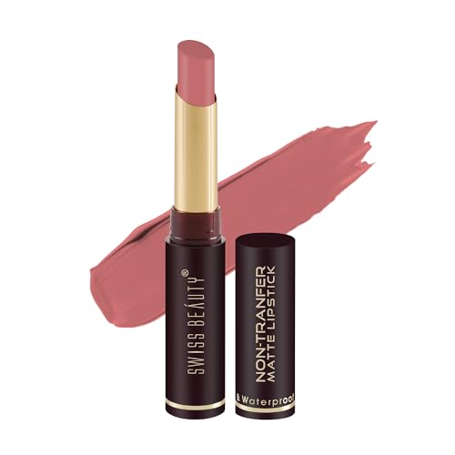 Image of Swiss Beauty Non-Tranfer Matte Lipstick, Smooth & Waterproof, Shy Pink, 2g