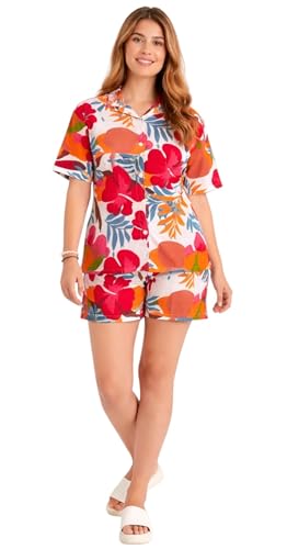 Image of Women Pajama Set Printed Cord-Set Night Suit Set of Shirt & Shorts Set Women Night Wear Set