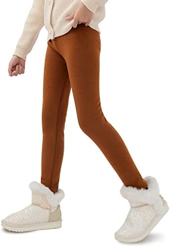 Adorel Girls Fleece Lined Leggings Thermal Trousers Cotton