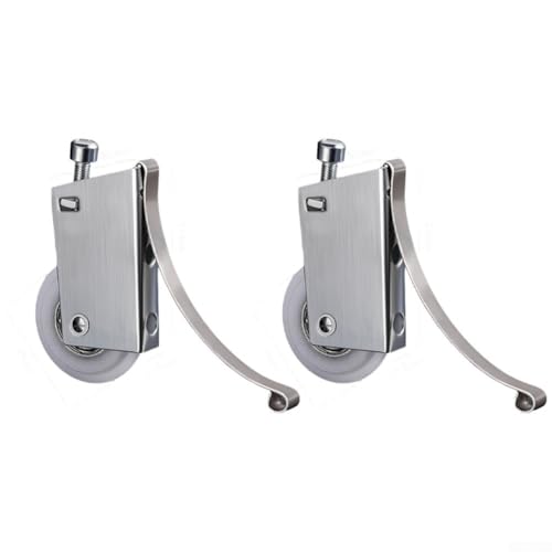 Yhenlovtt 2 ruedas de acero inoxidable para puerta corredera con ranuras convexas, polea de doble rueda con rodamientos de bolas para reemplazo de puerta de armario y armario