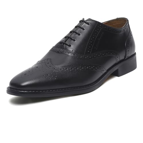 Image of LOUIS STITCH Men's Formal Lace-Up Wingtip Brogues | Handmade Italian Leather Shoes | Premium Oxford Dress Shoes for Men | Business, Wedding Sizes 6-12 |RXBG