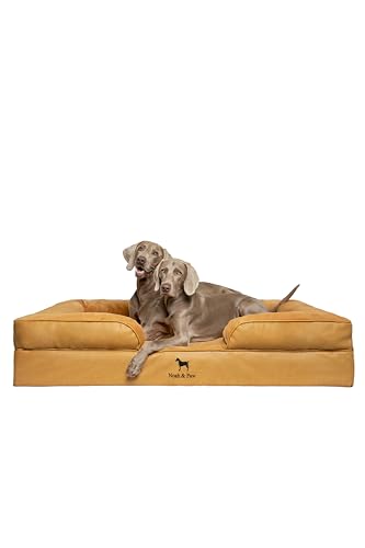 Image of NOAH & PAW Giant Dog Bed XXL, 55x45x11 Inch, Orthopedic Dog Beds, Eggshell Memory Foam Infused with Cooling Gel, Inner Cover, Water Resistant, Machine Washable (Faux Leather)