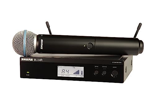 Shure Blx24R/B58 Uhf Wireless Microphone System - Perfect For Church, Karaoke, Vocals - 14-Hour Battery Life, 300 Ft Range | Beta 58A Handheld Vocal Mic, Single Channel Rack Mount Receiver | H9 Band #TOP5