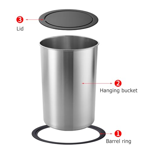 Caneca de basura empotrada para cocina con tapa negra miniatura 4