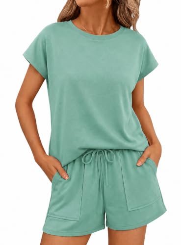 CENAOUXI Two Piece Sets for Women Summer Short Sets with Pockets