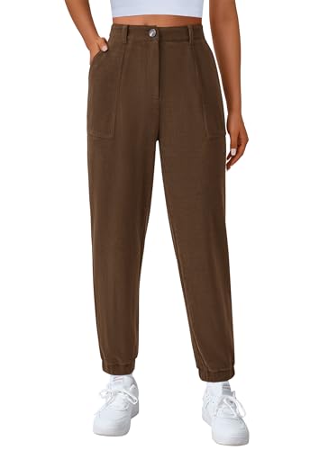 PRETTYGARDEN Women's Pants Dressy Casual 2025 Fall Elastic High Waisted Work Office Corduroy Trouser Slacks with Pockets