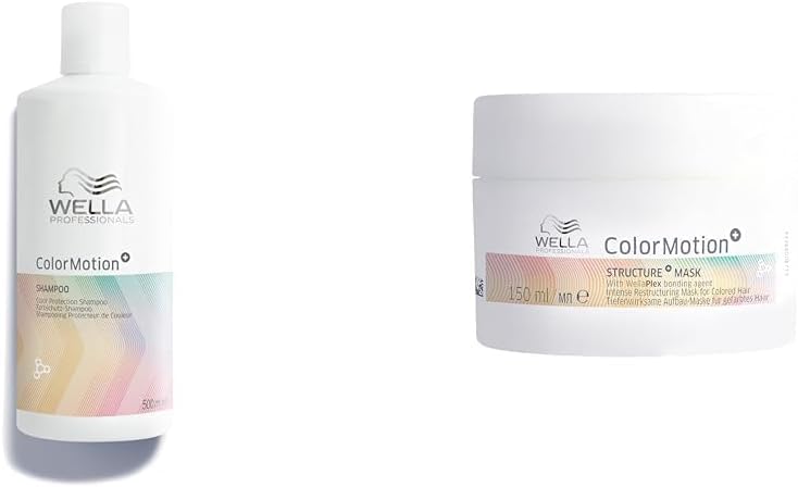 Wella Professionals ColorMotion+ Champú Protección del Color 500ml + Mascarilla de Reestructuración 150ml - Intensidad de color, brillo y suavidad | Pelo teñido, seco y dañado