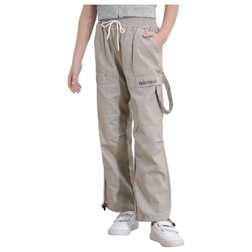 Loyan Boys Girls Straight Wide Leg Pants High Waist Joggers Sweatpants Baggy Cargo Trousers2