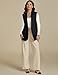 luvamia Long Vest for Women Business Casual Sleeveless Blazers Suit Vests Top Open Front Blazer with Pockets Work Office Work Wear Women Black X-Large Fits US 16-18