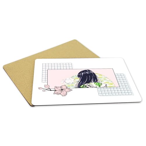Sets de table blancs lavables grand format avec dessous en liège souple