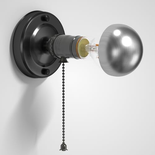 E27 Lampada a Parete con Cordone di Tiraggio, Applique con Interruttore a Cordone, Lampada da Parete in Metallo Vintage Industriale per Camera da Letto Soggiorno Ingresso (Retro Lampadina Inclusa)