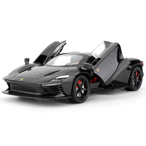 TGRCM-CZ 1:22 Ferrari SP3 Car Model with Pullback Function, Children's Toy Car with Light and Sound, Collector Car Model, Gift for Boys and Girls (Black