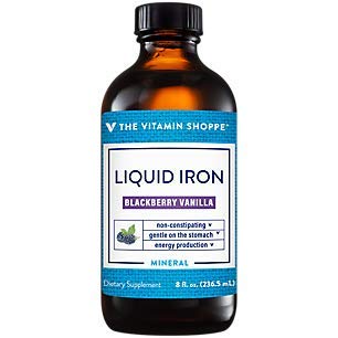 The Vitamin Shoppe Liquid Iron, BlackBerry Vanilla Flavored, Easily Absorbed, Non Constipating, Energy Production Immune S...