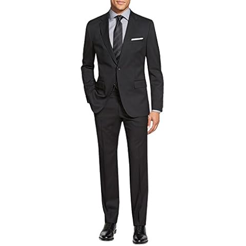 Salvatore Exte Men's Two Button 2 Piece Suit Notch Lapel Blazer Jacket with Pant (42 Short US / 52S EU/W 36", Black) Cover