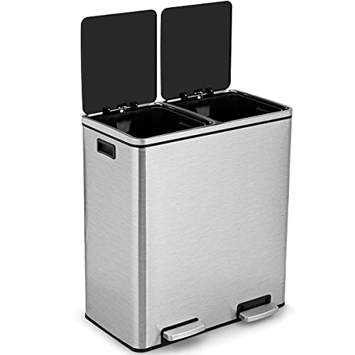 Bote de basura rectangular de acero inoxidable 16 galones