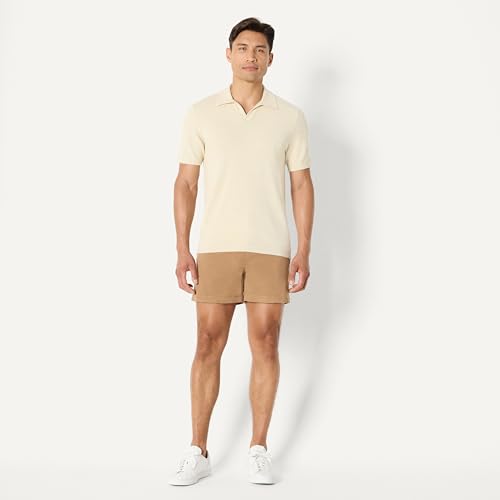 Image of Amazon Essentials Men's Slim-Fit 5 inch Flat-Front Comfort Stretch Khaki Chino Shorts with Elastic Waistband