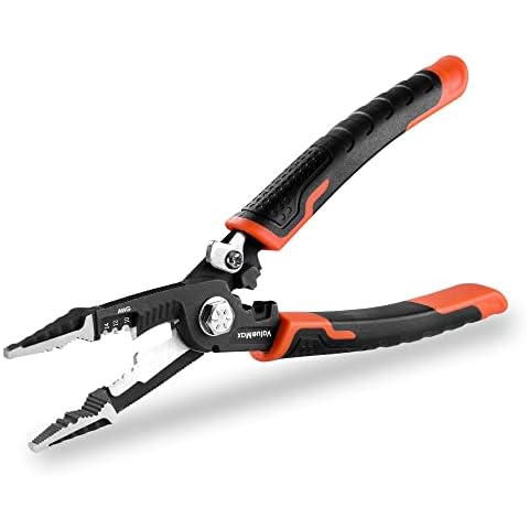 ValueMax 6-in-1 Wire Stripper, 8.5" Wire Stripper and Crimping Tool, CR-V Multifunctional Professional Wire Stripper Cutter for Electric Cable Cover