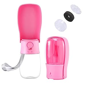 Pet Dog Water Bottle, 10 Oz Foldable Dog Water Dispenser with Drinking Feeder Portable Leak-Proof Drink Cup, for Pets Dogs Cats Outdoor, Walking, Hiking, Travel (280ml/10oz, Pink)