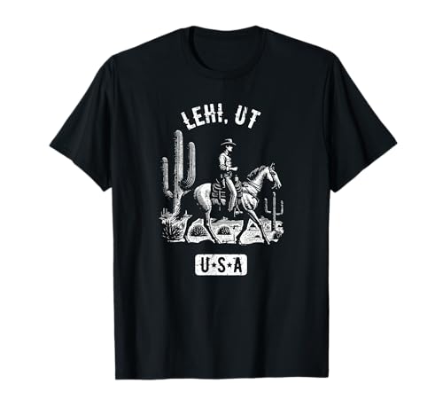 Lehi UT USA Cowboy Horse Diseño de estilo envejecido Camiseta